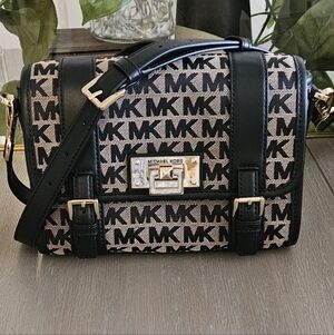 Michael Kors Signature Black and Brown Messenger Bag
